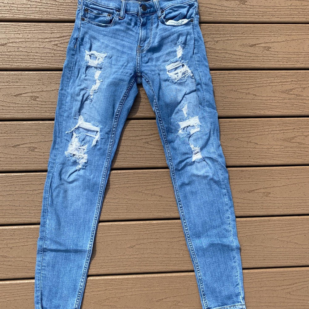 Distressed Blue Jeans